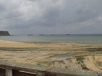 mulberryharbour1 from the front of the hotel overlooking the beach, this photo and the next three are a panoramic of what is left of the Mulberry Harbour - which was only made...