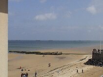 viewroomsea ..from my room, Arromanches, looking towards the beach and the Mulberry Harbour.