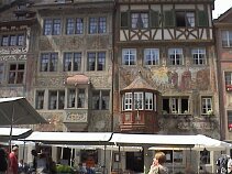 SteinAmRhein2 Stein am Rhein - a beatiful picturesque village. Dates from around 15-1600, lovely murals on the houses